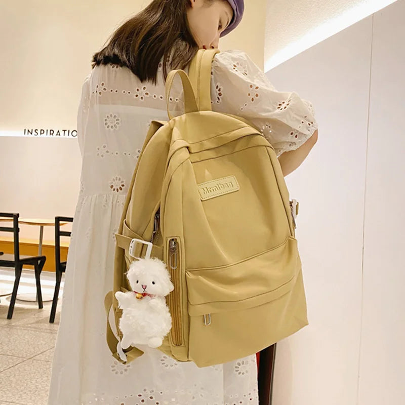 Waterproof Nylon Women Backpack Multi-Pocket Student Rucksack