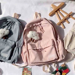 Waterproof Nylon Women School Backpack Large Solid Girls Travel Bag