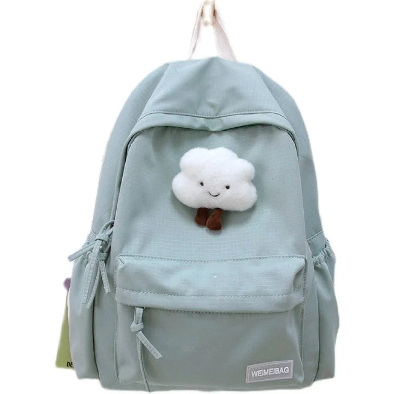 Waterproof Nylon Women School Backpack Large Solid Girls Travel Bag