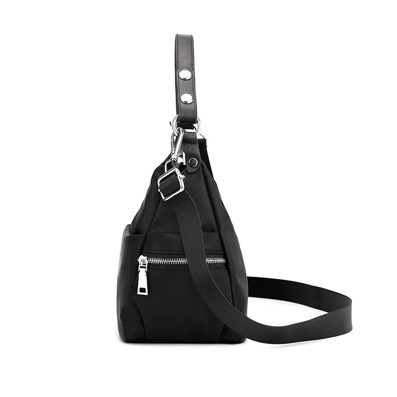 Waterproof Nylon Women Shoulder Bags Casual Ladies Totes Bag Solid Zipper
