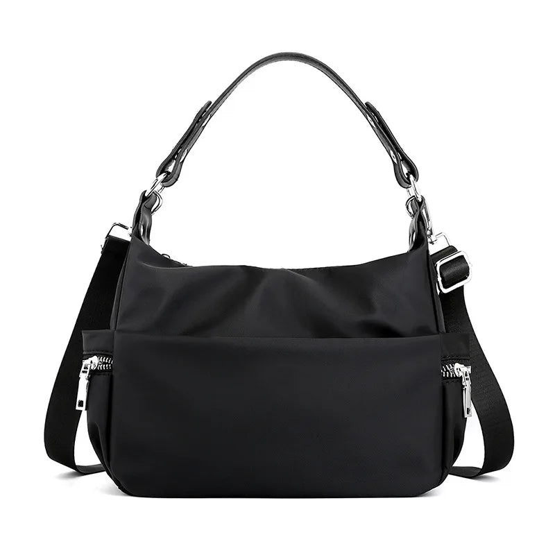 Waterproof Nylon Women Shoulder Bags Casual Ladies Totes Bag Solid Zipper