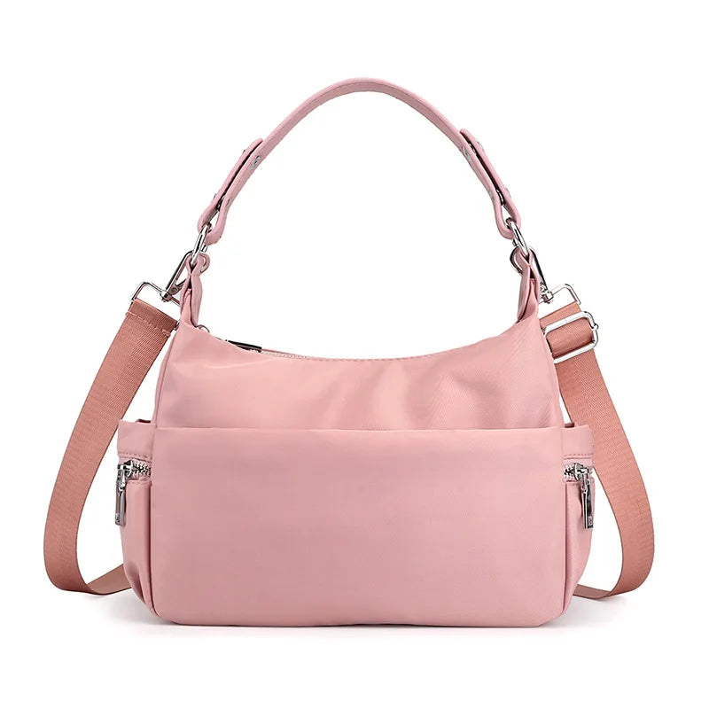 Waterproof Nylon Women Shoulder Bags Casual Ladies Totes Bag Solid Zipper