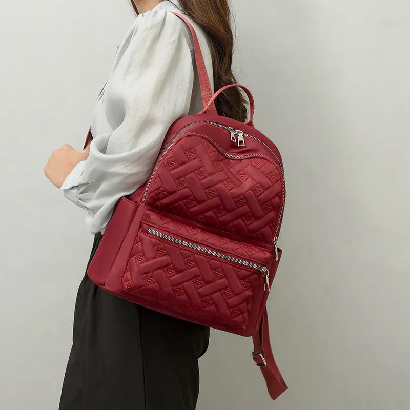 Waterproof Oxford Backpack Female Embroidered Rucksack Large Capacity