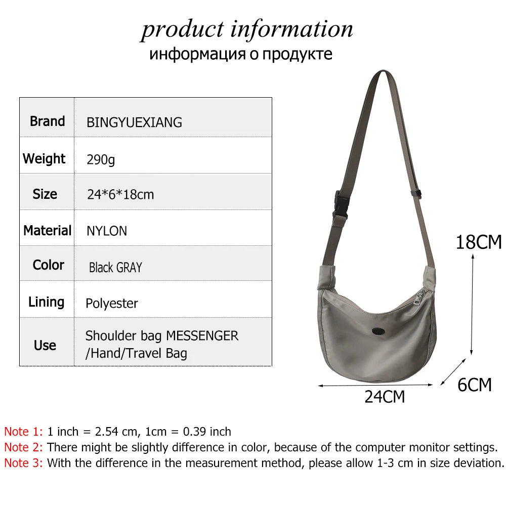 Waterproof Women's Crossbody Bag Casual Messenger Nylon Shoulder Handbag