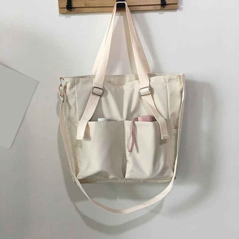 Waterproof Large Capacity Canvas Girl Shoulder Bucket Bag Female Crossbody Bags