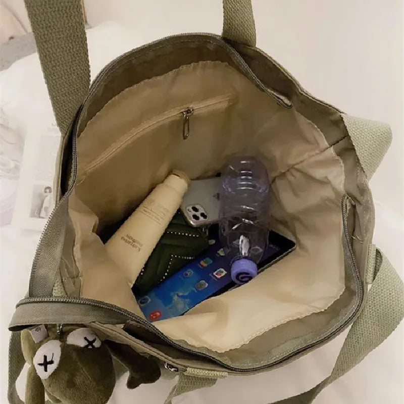 Waterproof Oxford Large Capacity Canvas Girl Shoulder Hand Bucket Bag Basket
