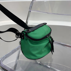Waterproof Oxford Women Crossbody Bag Saddle Shoulder Bag Green