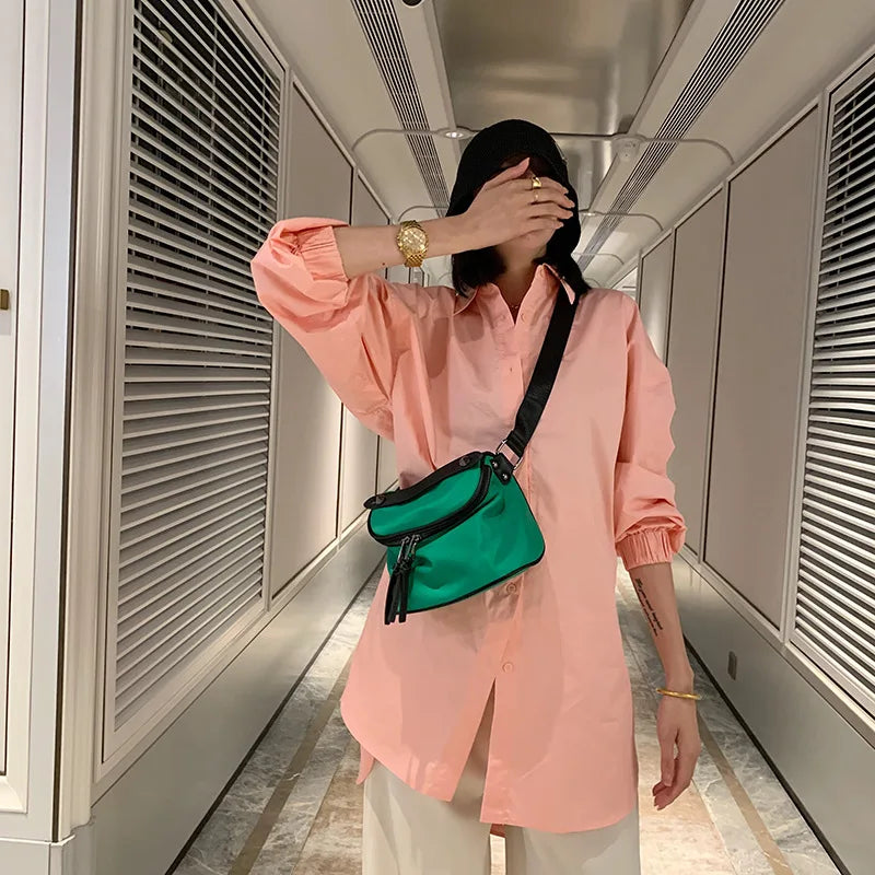 Waterproof Oxford Women Crossbody Bag Saddle Shoulder Bag Green