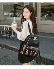 Waterproof Oxford Cloth Ethnic Middle-Aged Lady Travel Backpack
