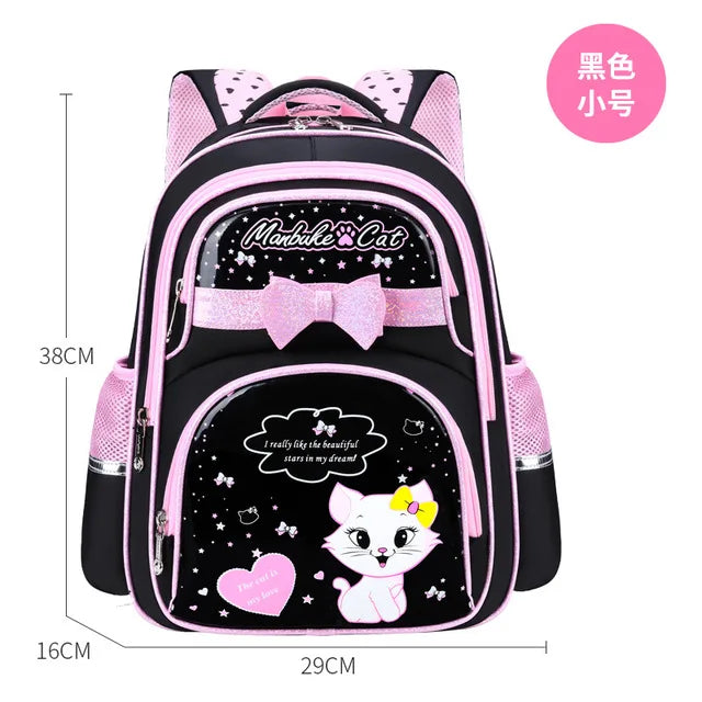 Waterproof School Bags For Girls Kids SchoolBag cat cartoon Orthopedic Backpack