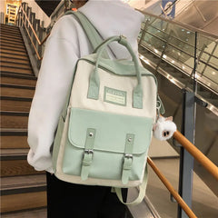Waterproof Nylon Backpack for Women Girls Patchwork Backpack Female Rucksack