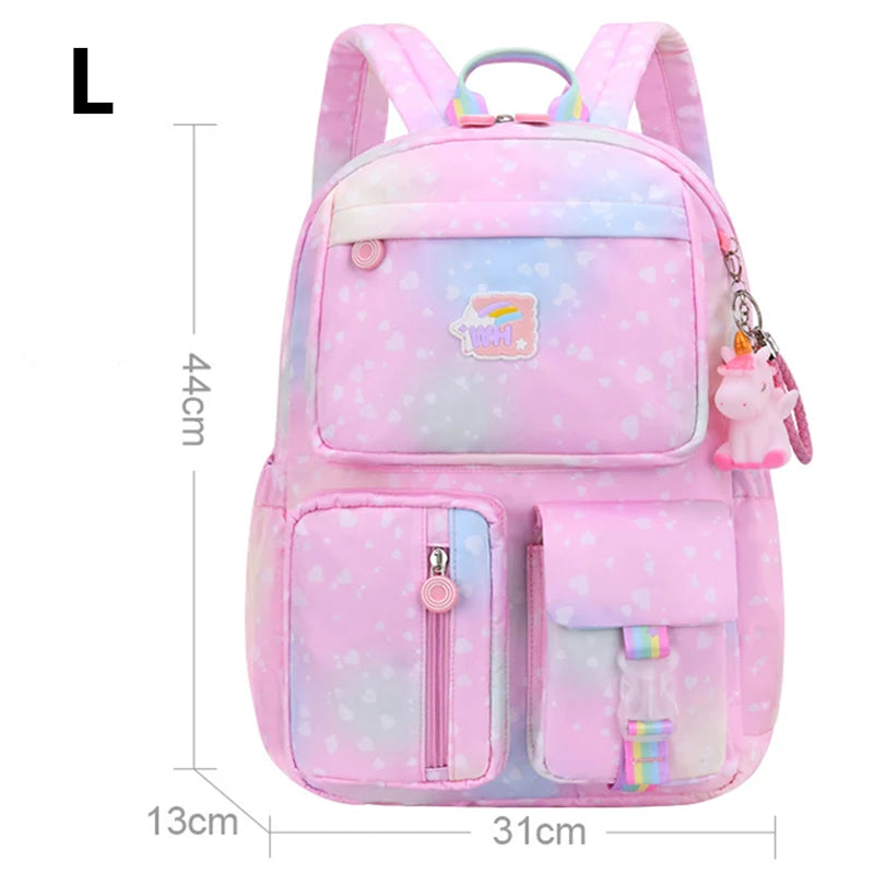 Waterproof Schoolbag With Cartoon Pendant For Girls Children Princess Mochila Sc