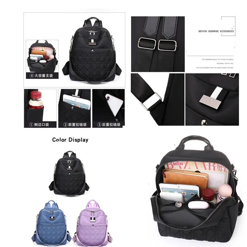 Waterproof Oxford Cloth Women Backpack Light Travel School Shoulder Bag
