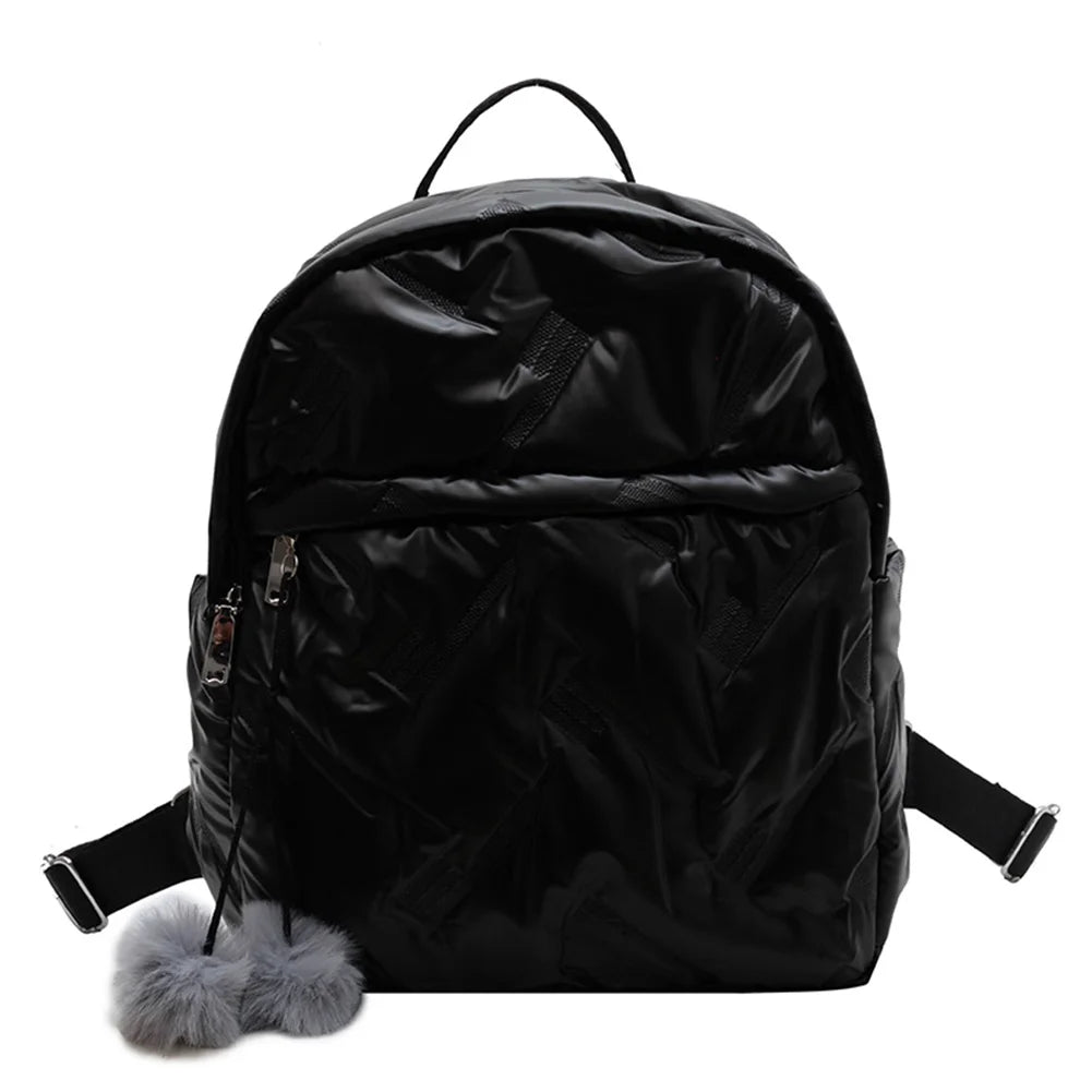 Waterproof School Bags for Students Women Backpack Quilted Cotton Casual Winter