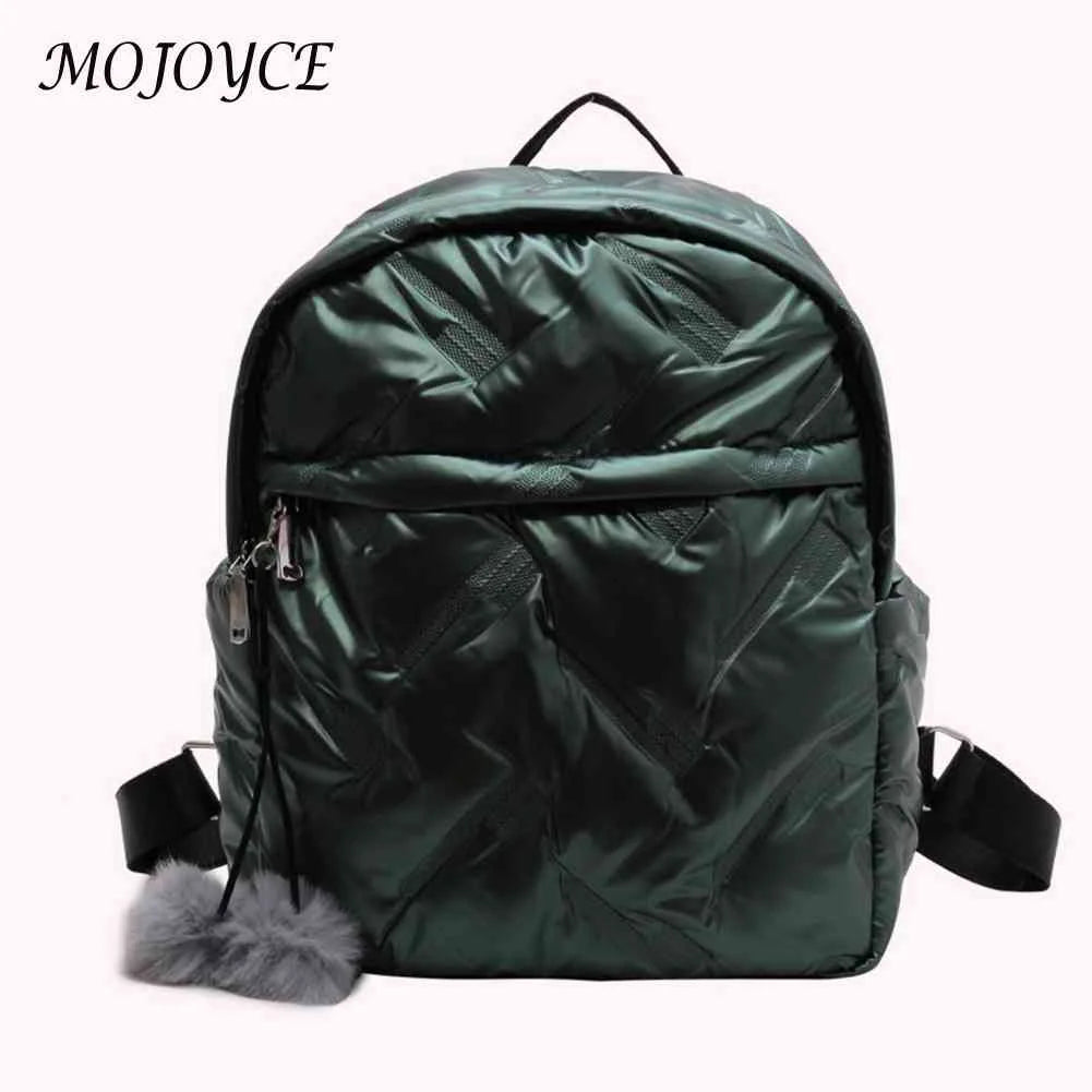 Waterproof Student School Bags Solid Women School Backpack Zipper Quilted