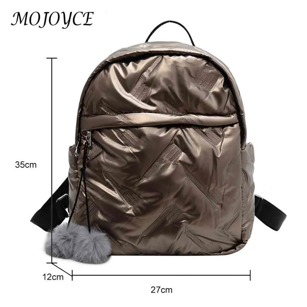 Waterproof Student School Bags Solid Women School Backpack Zipper Quilted