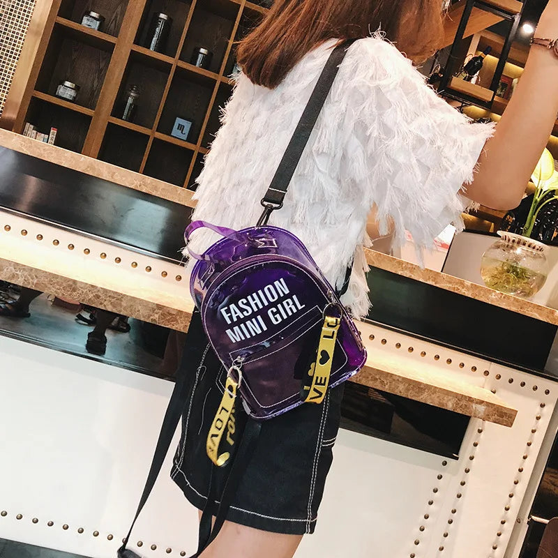 Waterproof Transparent Backpack Girls Bags Pvc Lightweight Kids Backpack Female