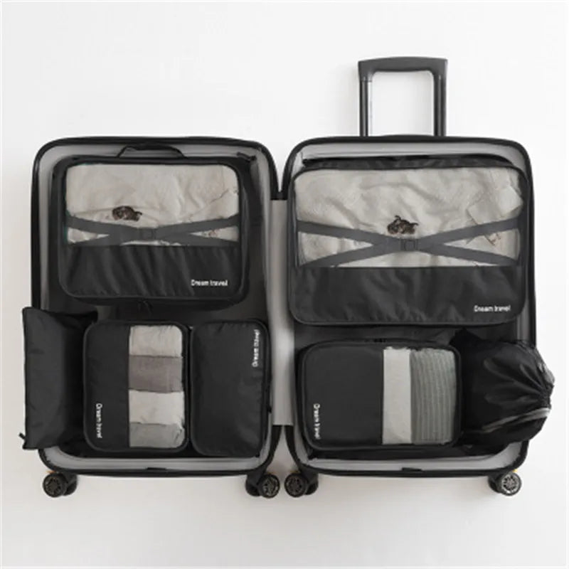 Waterproof Travel Tote System 7Pcs Packing Cube Unisex Clothing Sorting
