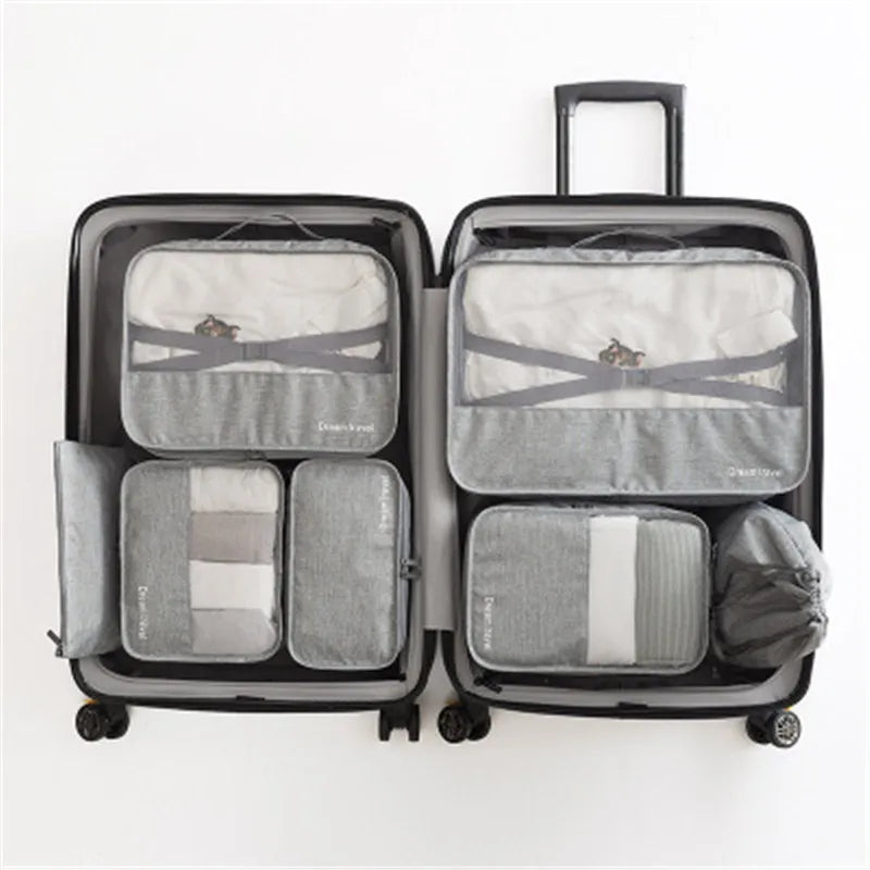 Waterproof Travel Tote System 7Pcs Packing Cube Unisex Clothing Sorting