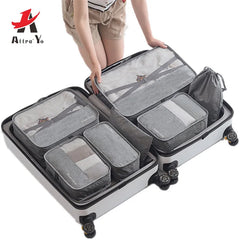 Waterproof Travel Tote System 7Pcs Packing Cube Unisex Clothing Sorting