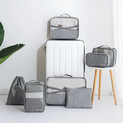 Waterproof Travel Tote System 7Pcs Packing Cube Unisex Clothing Sorting