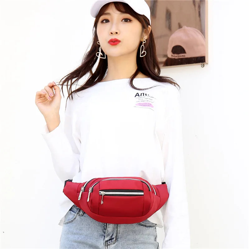 Waterproof Waist Bag Money Phone Pouch Belt Bag Purse Canvas Hip Bags Fanny Pack