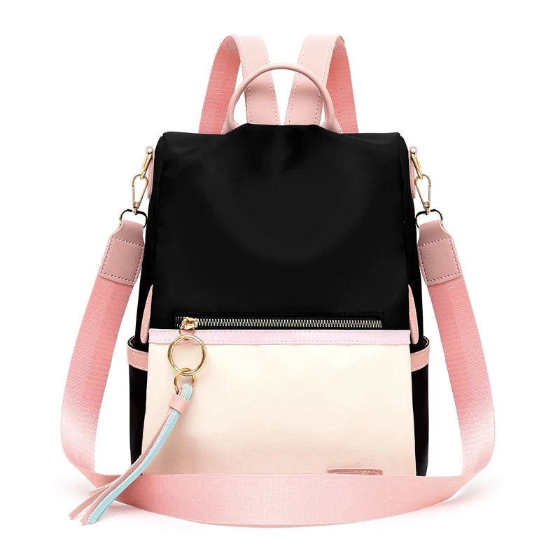 Waterproof Women Backpack Oxford Girl School Bag Contrast Female Shoulder Bags