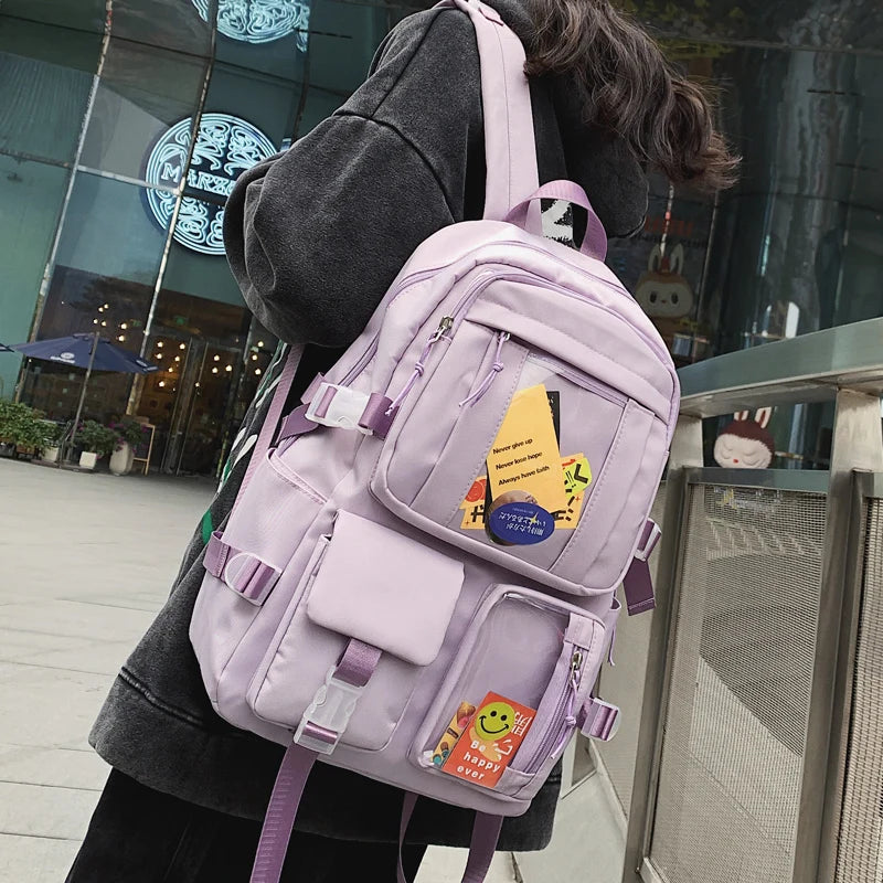 Waterproof Purple Women Backpack Preppy Travel Rucksack Fancy School Bag