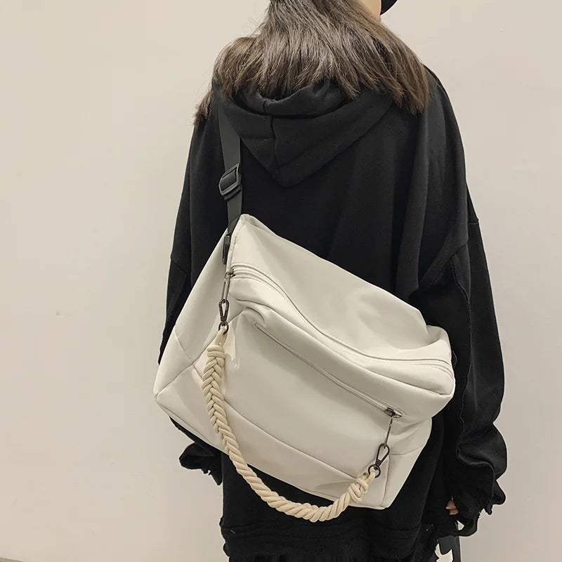 Waterproof Nylon Shoulder Bag for Women Men Student Crossbody Messenger Bag