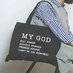 Way Maker Miracle Worker My God Canvas Shoulder Bag