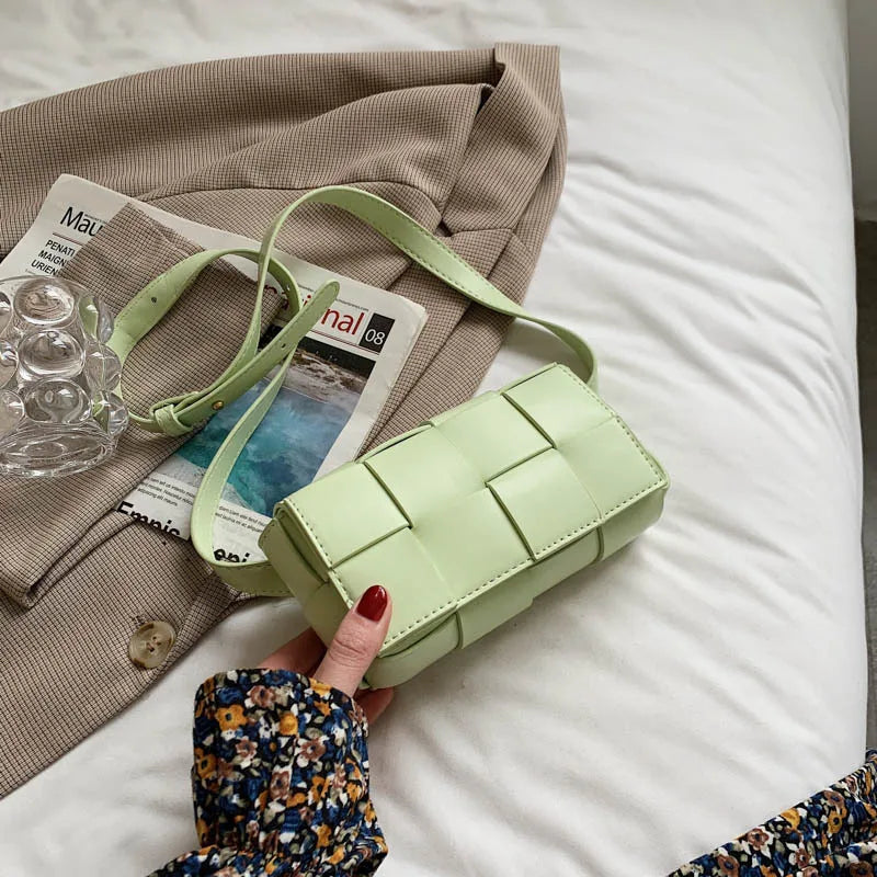 Women's Weave PU Leather Fanny Pack Waist Belt Bag
