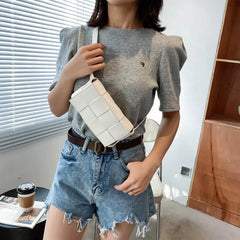Women's Weave PU Leather Fanny Pack Waist Belt Bag