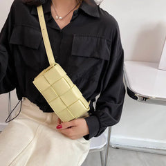 Women's Weave PU Leather Fanny Pack Waist Belt Bag
