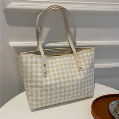 Vintage Plaid Shoulder Bags Women Casual Totes Handbag