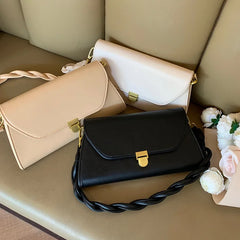 Weave Strap Women Shoulder Bag PU Leather Ladies Handbag and Purse