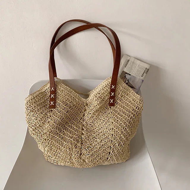 Bohemian Straw Weave Tote Bag for Women Summer Beach