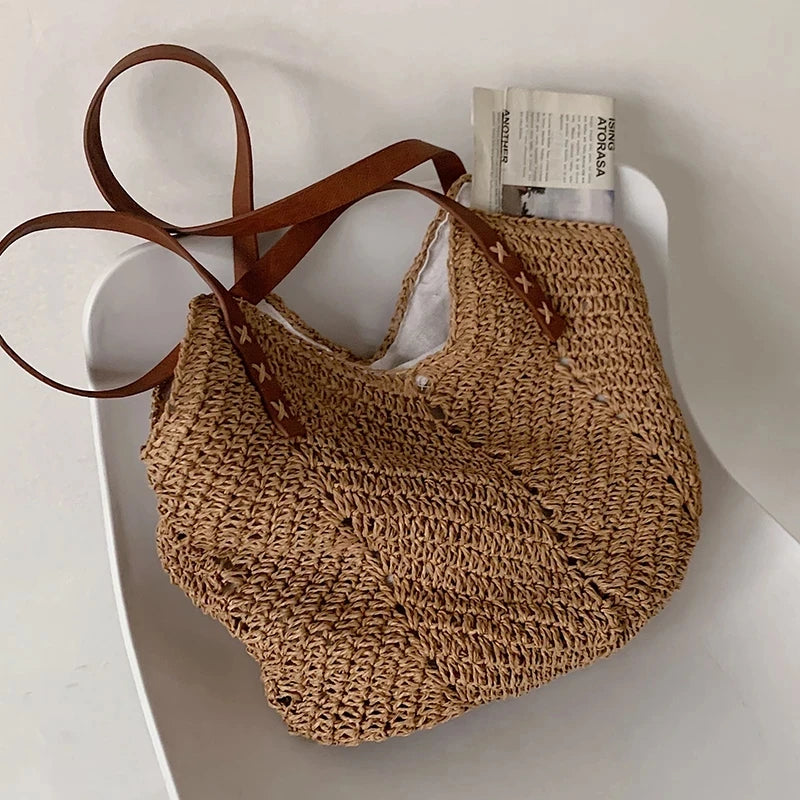 Bohemian Straw Weave Tote Bag for Women Summer Beach