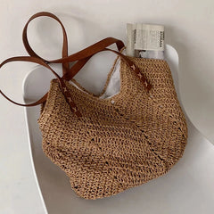 Bohemian Straw Weave Tote Bag for Women Summer Beach