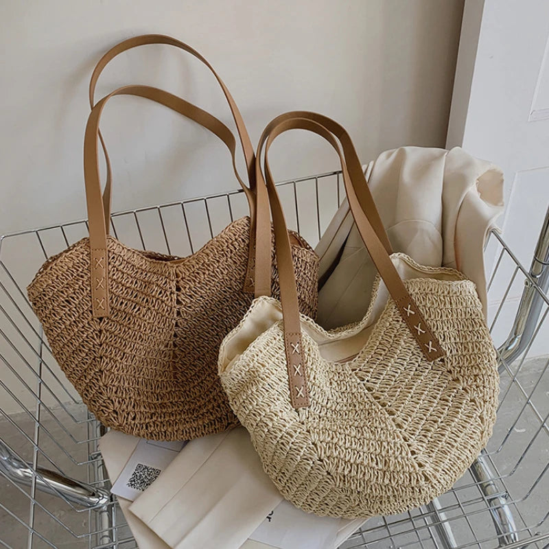 Bohemian Straw Weave Tote Bag for Women Handbags