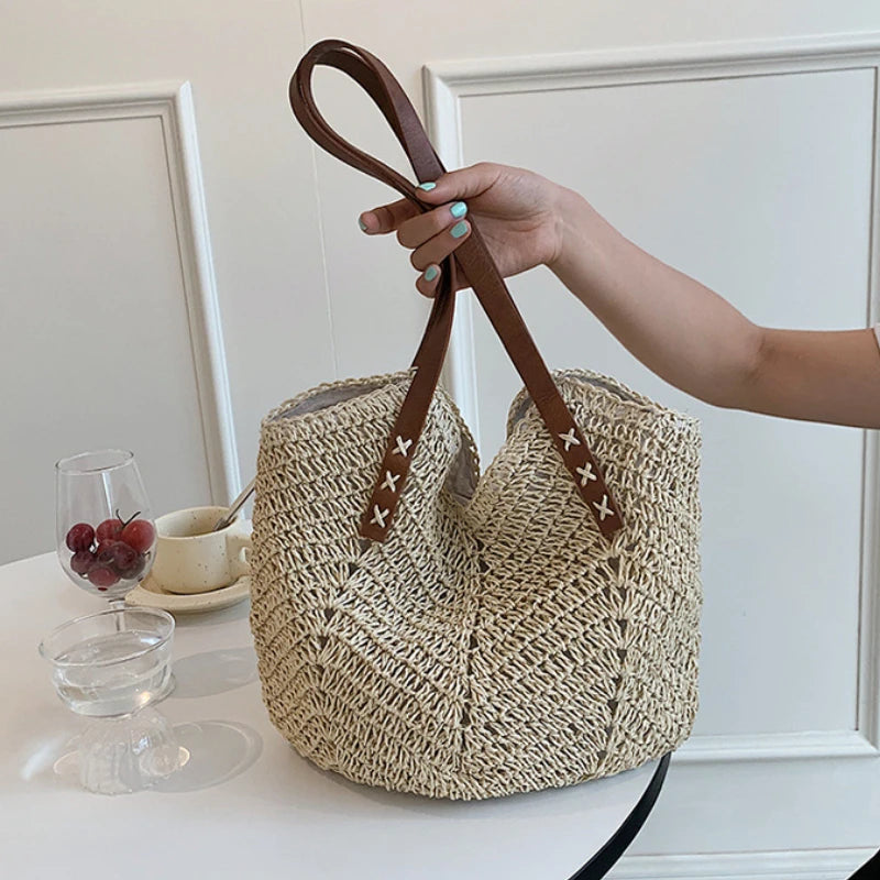 Bohemian Straw Weave Tote Bag for Women Handbags