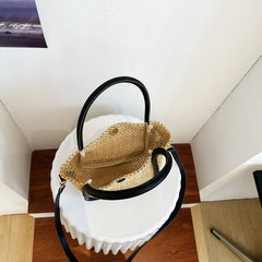 Bohemian Straw Tote Bag for Women Summer Beach Handbag