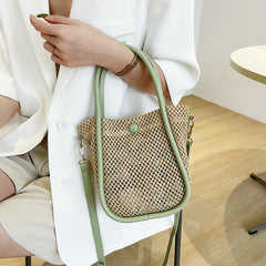 Bohemian Straw Tote Bag for Women Summer Beach Handbag