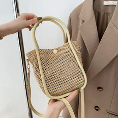 Bohemian Straw Tote Bag for Women Summer Beach Handbag