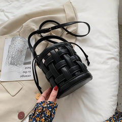 Weave Tote Bucket Bag Summer High-quality PU Leather Women's Handbag