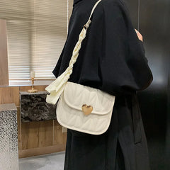 Women PU Leather Shoulder Bag Retro INS Female Handbags Lady White/Black/Khaki C
