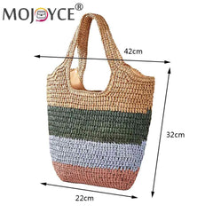 Striped Contrast Underarm Bag Large Capacity - Seaside Vacation Beach Bag