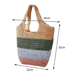 Striped Contrast Underarm Bag Large Capacity - Seaside Vacation Beach Bag