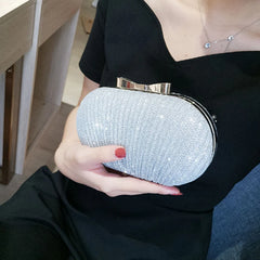 Bridal Beaded Evening Bag Chain Shoulder Handbag Rhinestones Clutch Egg Shape