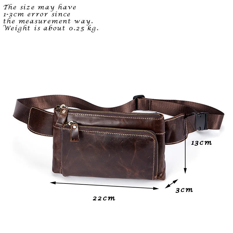 Weduoduo Men Waist Bag Leather Men Bag Phone Case Cover Travel Money Belt Bag