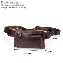 Weduoduo Men Waist Bag Leather Men Bag Phone Case Cover Travel Money Belt Bag